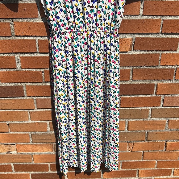 Vintage Kristy Michael dress polka dot like design multicolored elastic waist - Picture 3 of 11